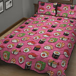 Cute Sushi And Rolls Pattern Print Quilt Bed Set