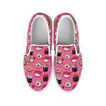 Cute Sushi And Rolls Pattern Print White Slip On Shoes