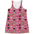 Cute Sushi And Rolls Pattern Print Women's Racerback Tank Top