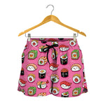 Cute Sushi And Rolls Pattern Print Women's Shorts