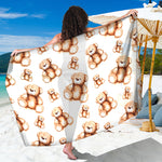 Cute Teddy Bear Pattern Print Beach Sarong Wrap