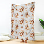 Cute Teddy Bear Pattern Print Blanket