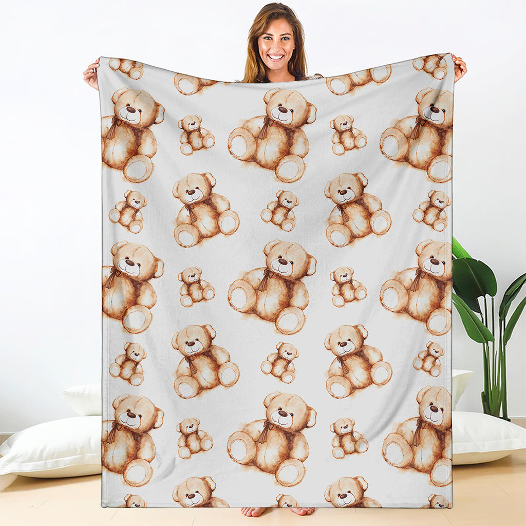 Cute Teddy Bear Pattern Print Blanket