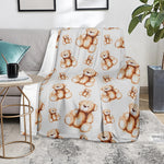 Cute Teddy Bear Pattern Print Blanket