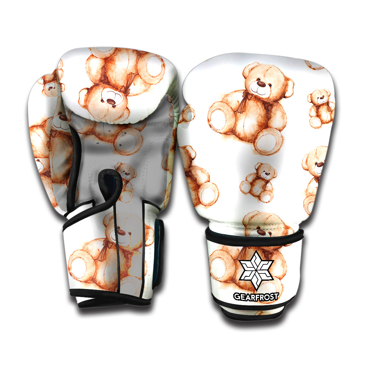 Cute Teddy Bear Pattern Print Boxing Gloves