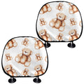 Cute Teddy Bear Pattern Print Car Headrest Covers