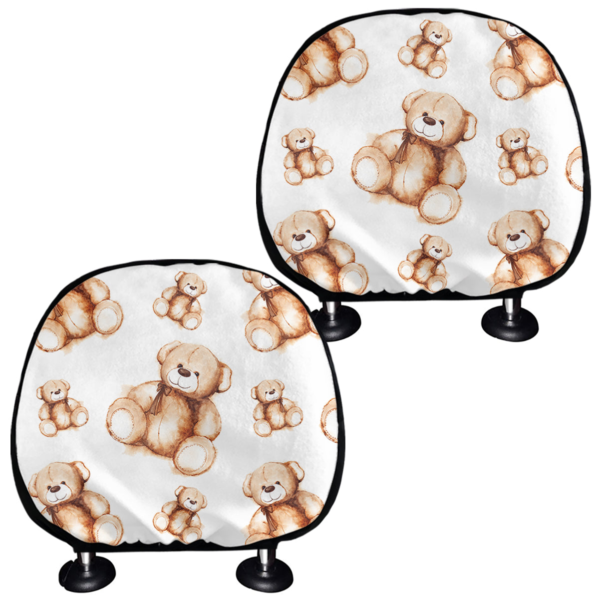 Cute Teddy Bear Pattern Print Car Headrest Covers