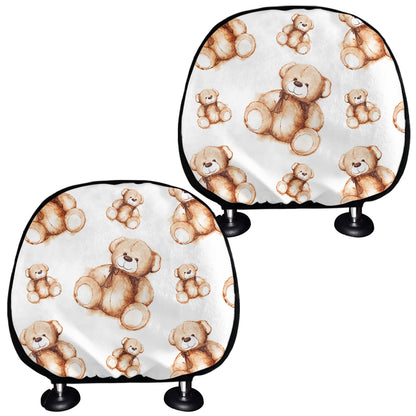 Cute Teddy Bear Pattern Print Car Headrest Covers