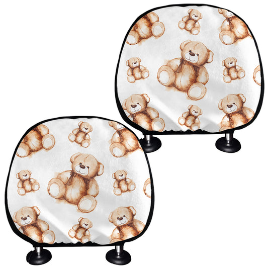 Cute Teddy Bear Pattern Print Car Headrest Covers