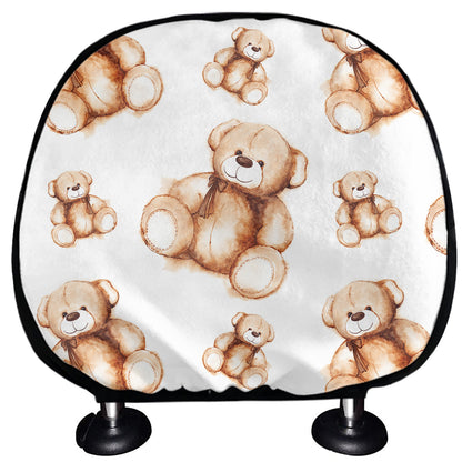 Cute Teddy Bear Pattern Print Car Headrest Covers