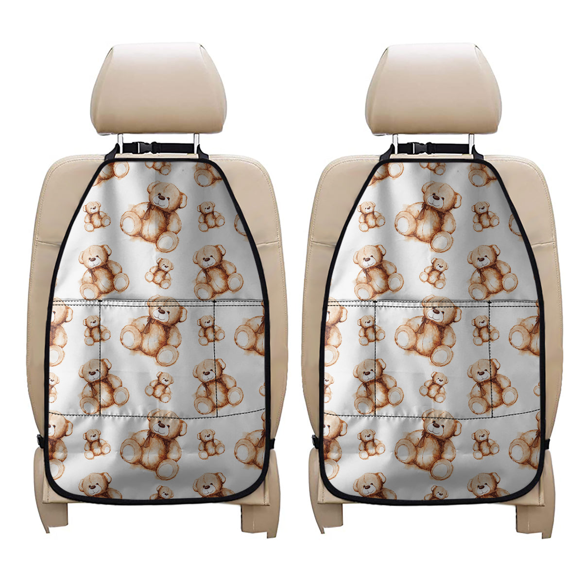 Cute Teddy Bear Pattern Print Car Seat Organizers