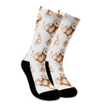 Cute Teddy Bear Pattern Print Crew Socks
