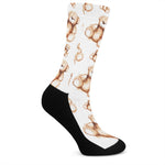 Cute Teddy Bear Pattern Print Crew Socks