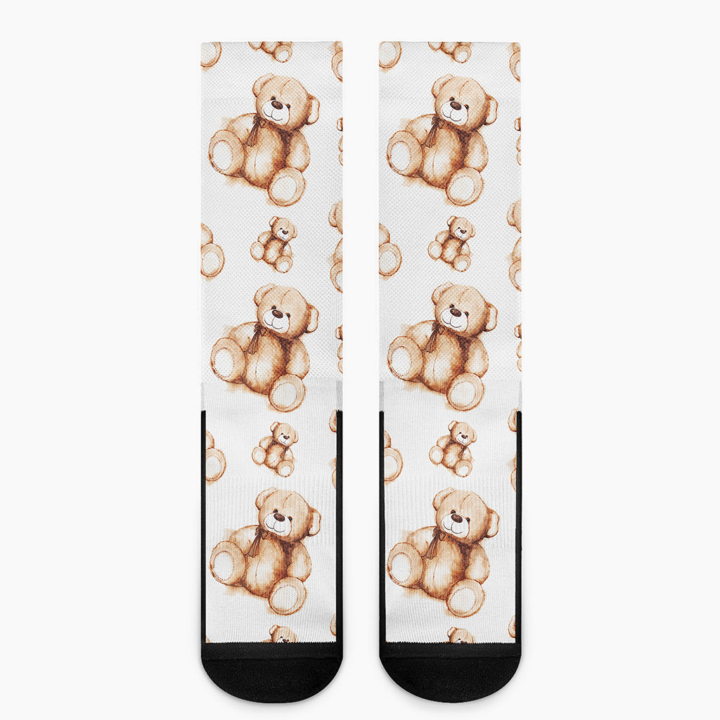 Cute Teddy Bear Pattern Print Crew Socks