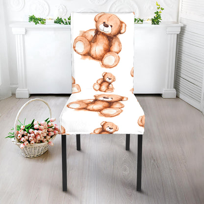 Cute Teddy Bear Pattern Print Dining Chair Slipcover