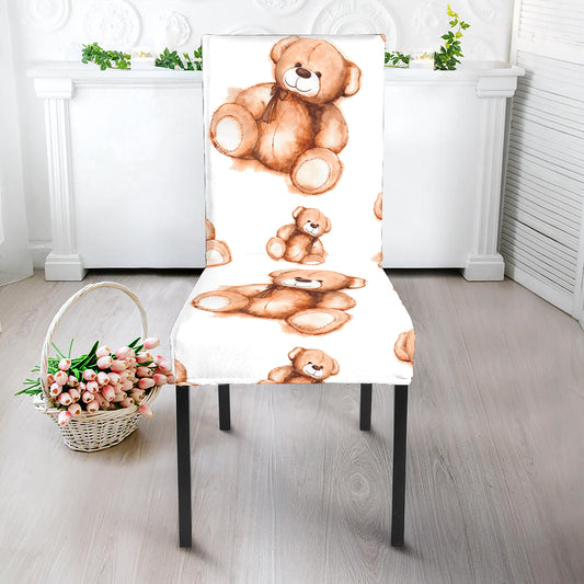 Cute Teddy Bear Pattern Print Dining Chair Slipcover