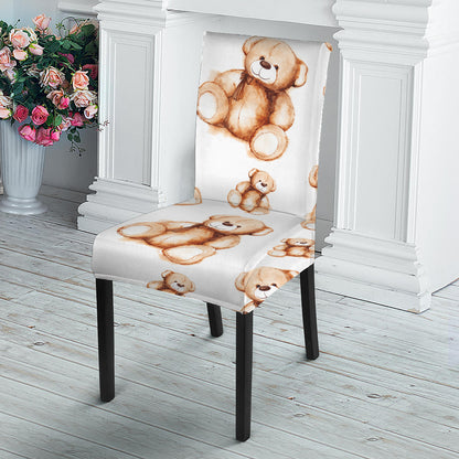 Cute Teddy Bear Pattern Print Dining Chair Slipcover