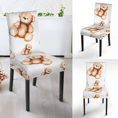 Cute Teddy Bear Pattern Print Dining Chair Slipcover