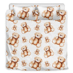 Cute Teddy Bear Pattern Print Duvet Cover Bedding Set