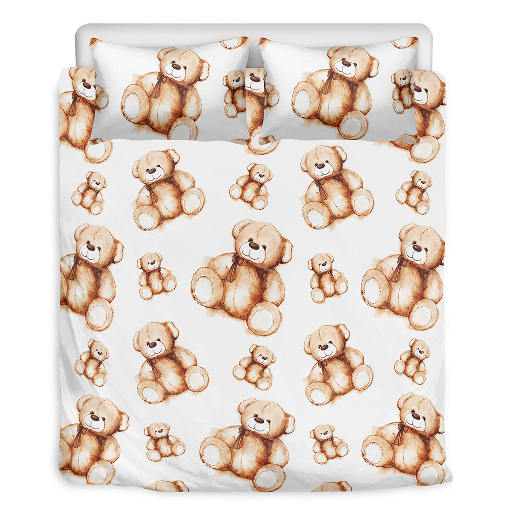 Cute Teddy Bear Pattern Print Duvet Cover Bedding Set – GearFrost