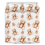 Cute Teddy Bear Pattern Print Duvet Cover Bedding Set