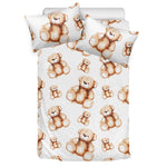 Cute Teddy Bear Pattern Print Duvet Cover Bedding Set