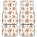 Cute Teddy Bear Pattern Print Front and Back Car Floor Mats