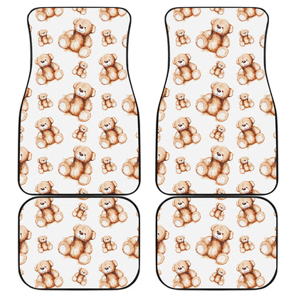 Cute Teddy Bear Pattern Print Front and Back Car Floor Mats