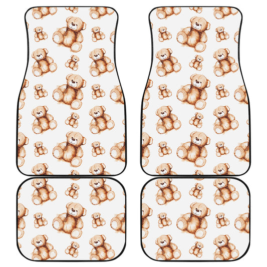 Cute Teddy Bear Pattern Print Front and Back Car Floor Mats