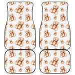 Cute Teddy Bear Pattern Print Front and Back Car Floor Mats