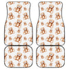 Cute Teddy Bear Pattern Print Front and Back Car Floor Mats