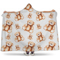 Cute Teddy Bear Pattern Print Hooded Blanket