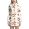 Cute Teddy Bear Pattern Print Hoodie Dress