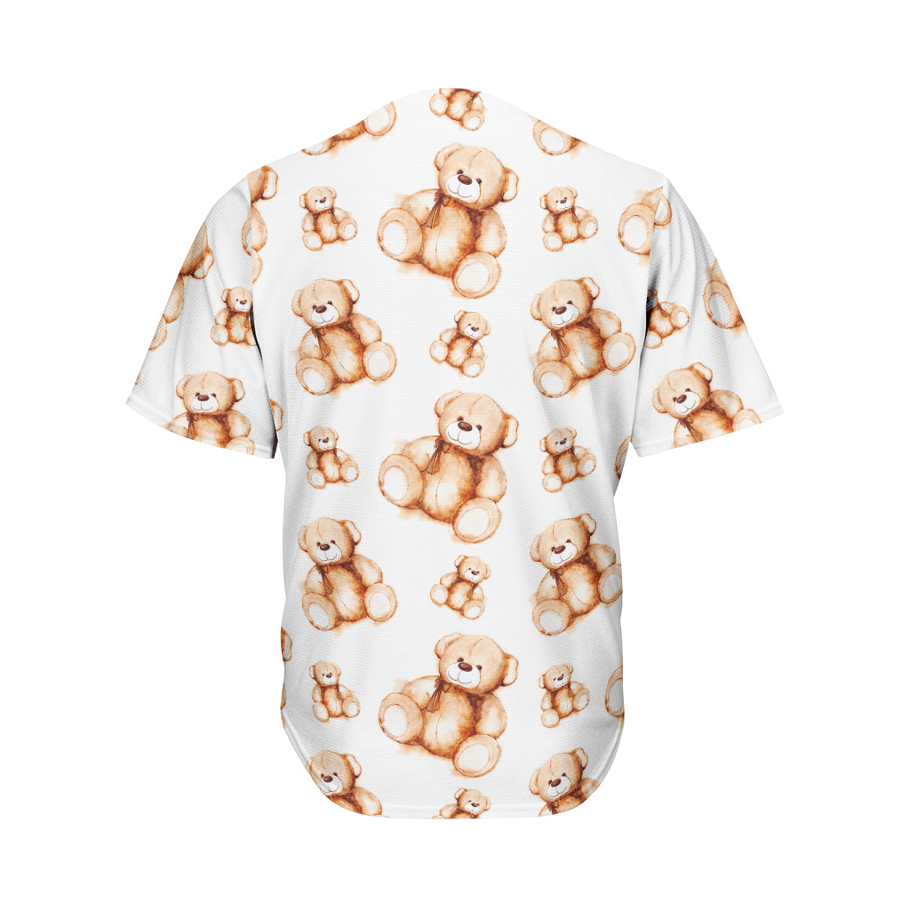 Cute Teddy Bear Pattern Print Men's Baseball Jersey