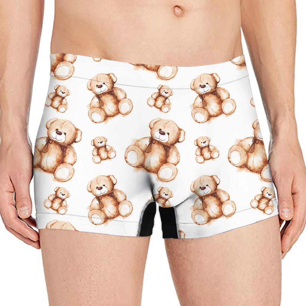 Cute Teddy Bear Pattern Print Men's Boxer Briefs