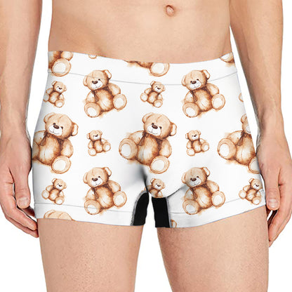 Cute Teddy Bear Pattern Print Men's Boxer Briefs