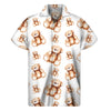 Cute Teddy Bear Pattern Print Men's Short Sleeve Shirt