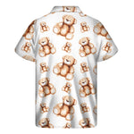 Cute Teddy Bear Pattern Print Men's Short Sleeve Shirt