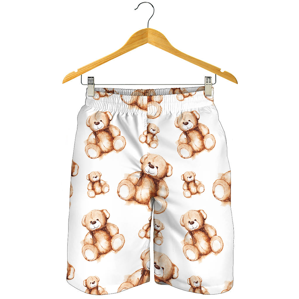 Cute Teddy Bear Pattern Print Men's Shorts