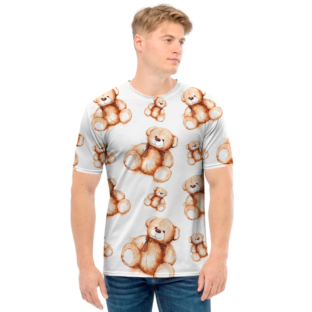 Cute Teddy Bear Pattern Print Men's T-Shirt