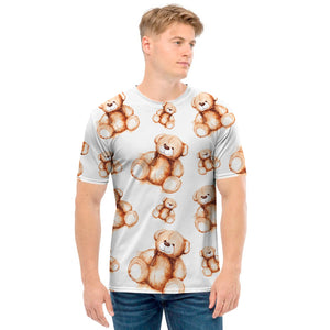 Cute Teddy Bear Pattern Print Men's T-Shirt