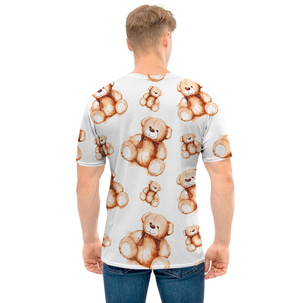 Cute Teddy Bear Pattern Print Men's T-Shirt