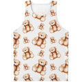 Cute Teddy Bear Pattern Print Men's Tank Top