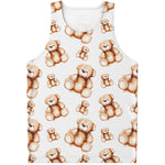 Cute Teddy Bear Pattern Print Men's Tank Top