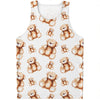 Cute Teddy Bear Pattern Print Men's Tank Top