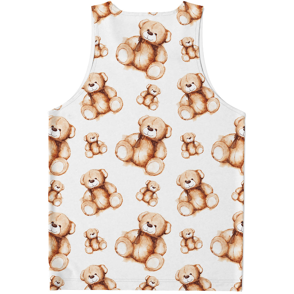 Cute Teddy Bear Pattern Print Men's Tank Top