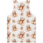 Cute Teddy Bear Pattern Print Men's Tank Top