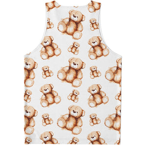 Cute Teddy Bear Pattern Print Men's Tank Top