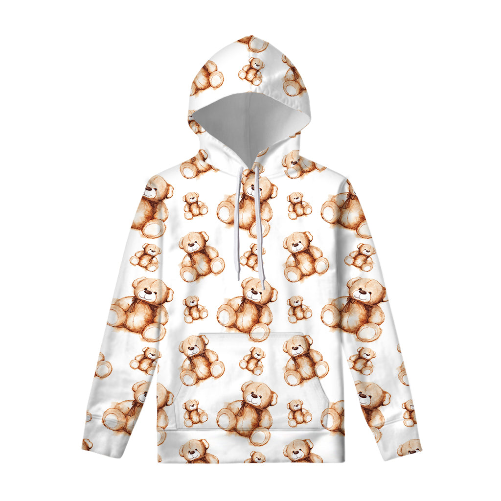 Cute Teddy Bear Pattern Print Pullover Hoodie