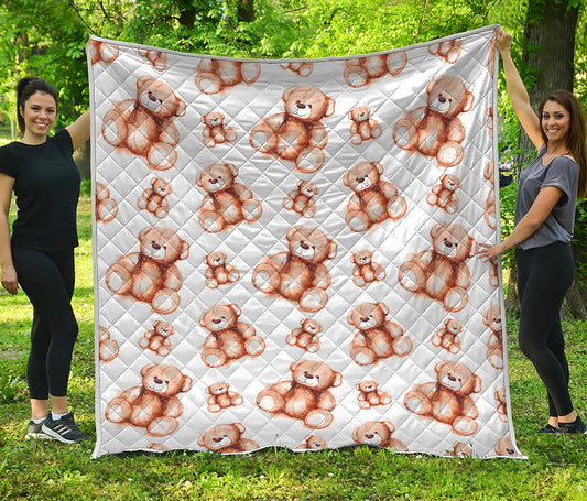 Cute Teddy Bear Pattern Print Quilt